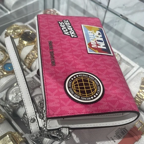 Michael Kors Jet Set Travel Lg Embellished Signature Logo Wristlet
Dragonfruit - Picture 8 of 16